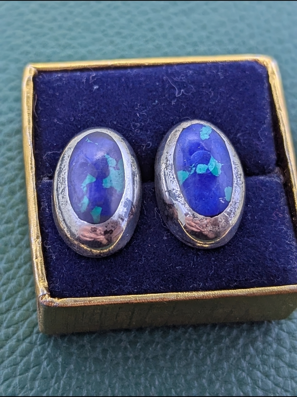 ✨ Vintage Mexican Sterling Silver & Azurite-Malachite Studs ✨